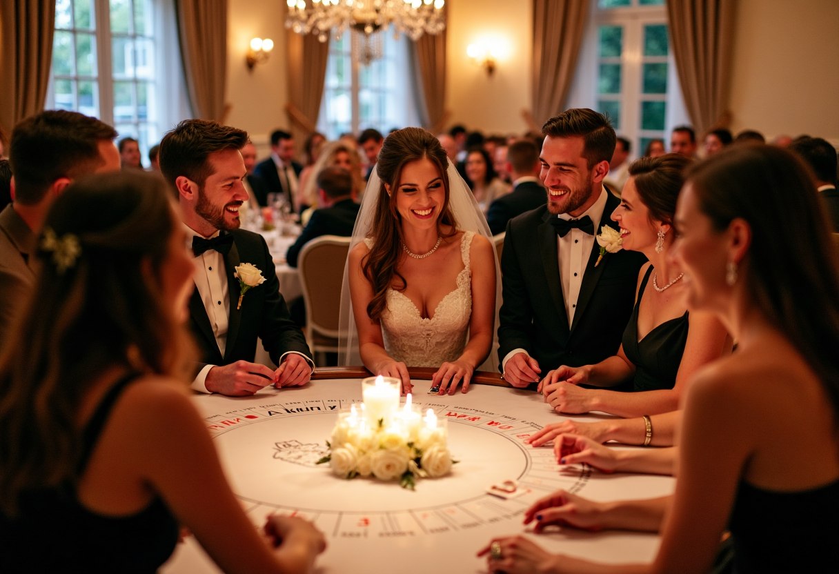 Casino tables at a wedding reception