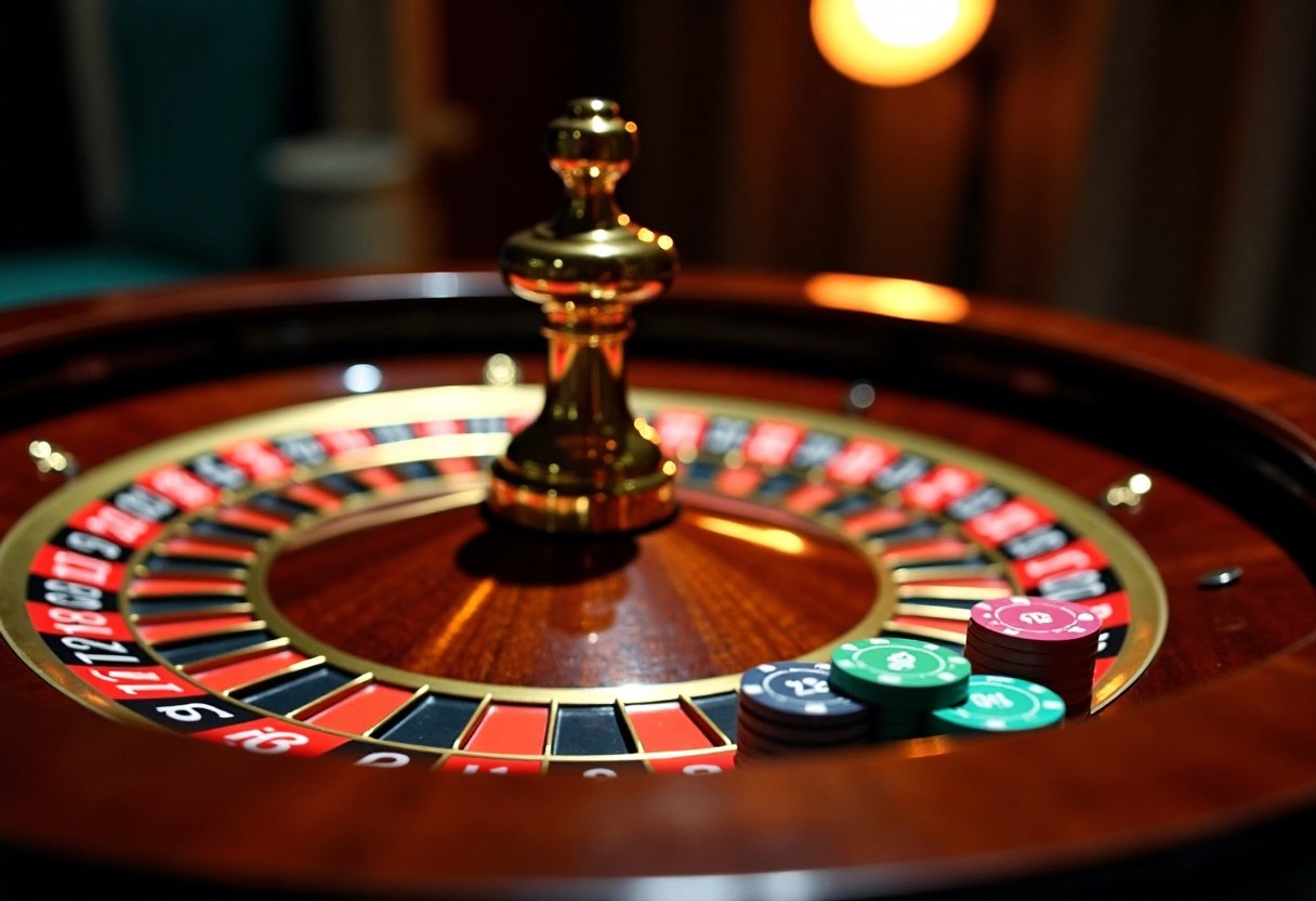 Roulette wheel and layout table with racetrack